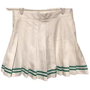 Strawberry Pie White with Green Stripes Pleated Mini Skirt Large